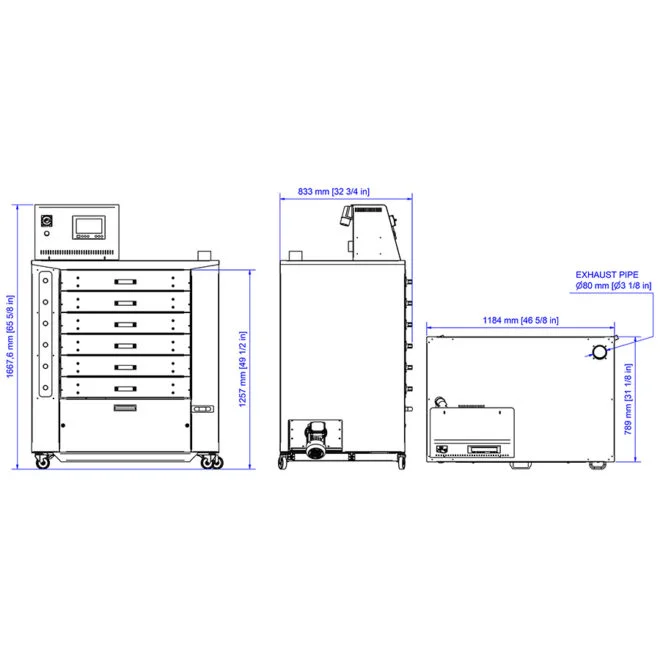 Dimensions - Chiossi E Cavazzuti DiDo Pro Dryer with 6 Drawers