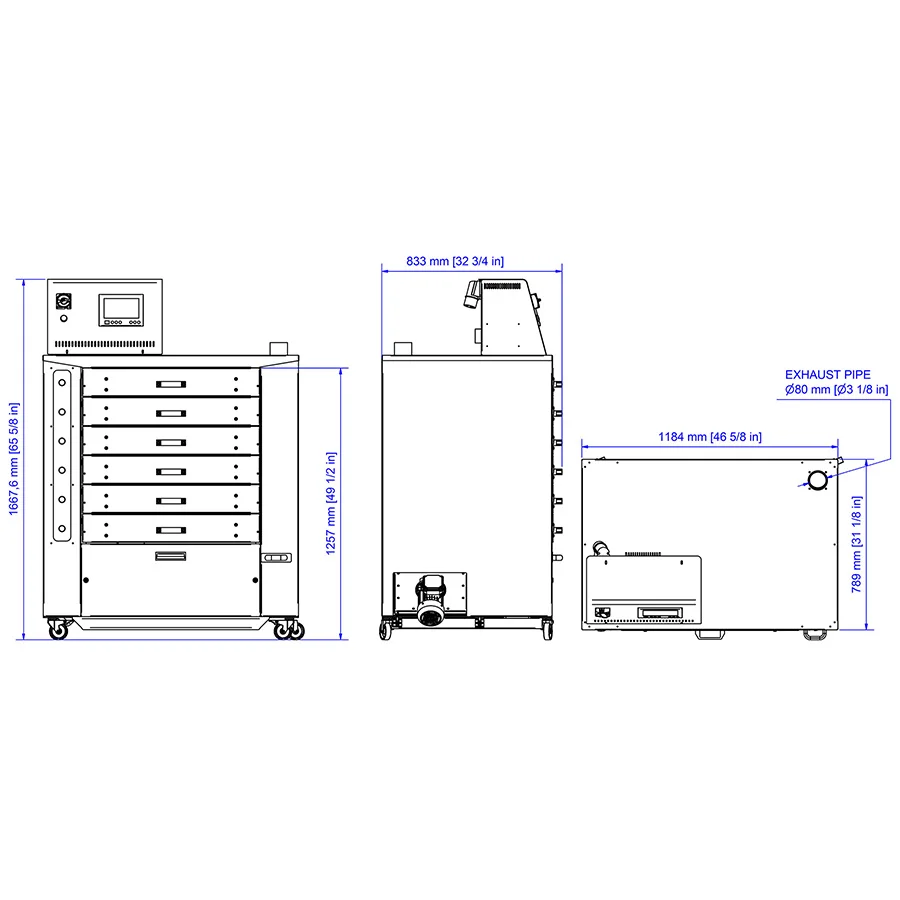 Dimensions - Chiossi E Cavazzuti DiDo Pro Dryer with 6 Drawers