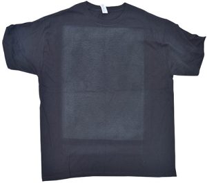 T-shirt with heat press mark