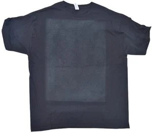 T-shirt with heat press mark
