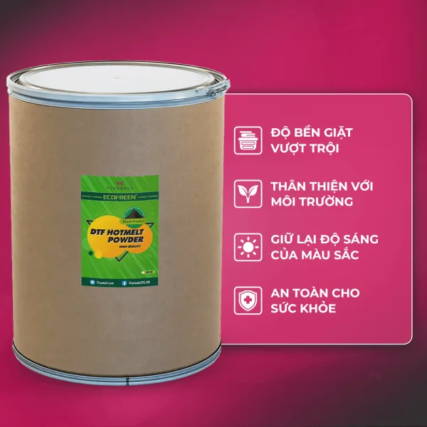 Bột nóng chảy đen ECOFREEN in DTF - ưu thế thùng 20kg